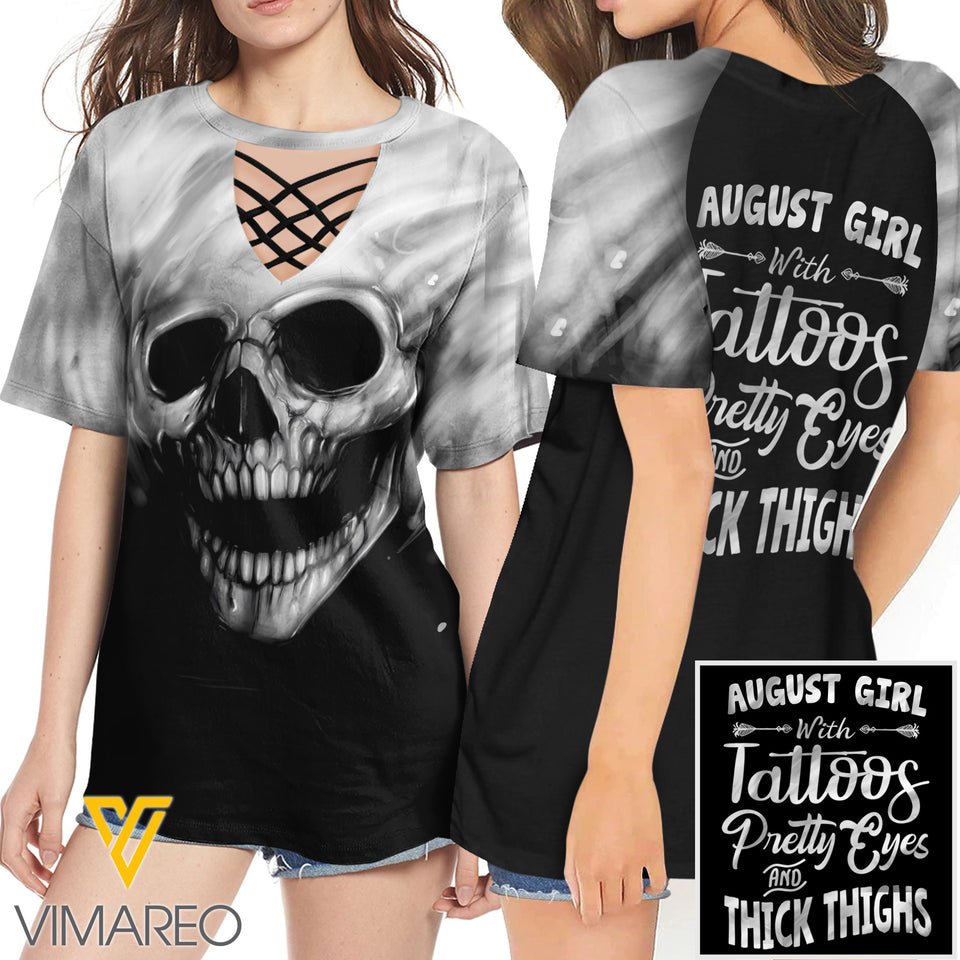 KHMD AUGUST GIRL SUNFLOWER 3D Printed Lace up T-Shirt 2806