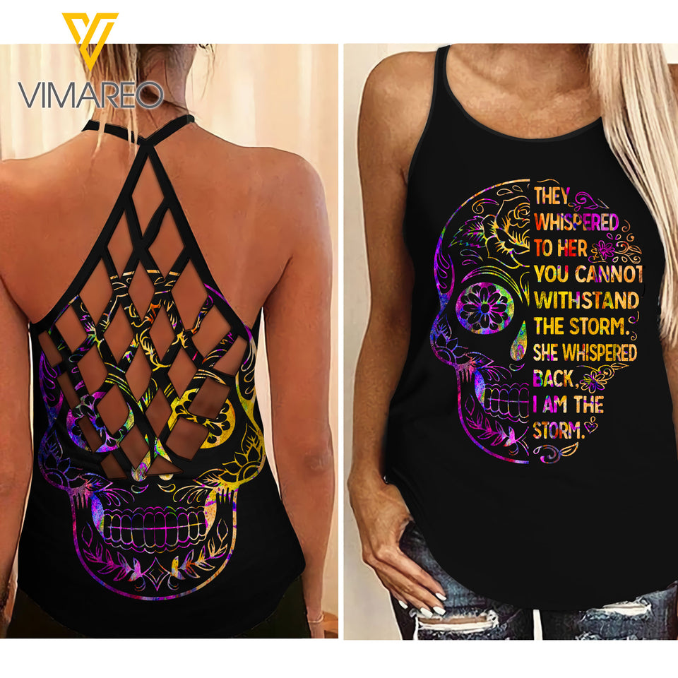 KHMD SKULL THE STORM Criss-Cross Tank Top 0104