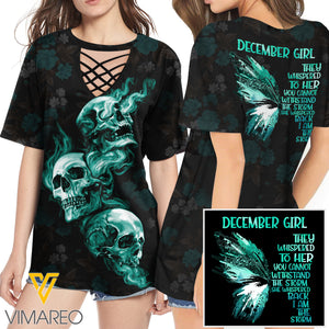 KHMD DECEMBER THE STORM 3D Printed Lace up T-Shirt 2206
