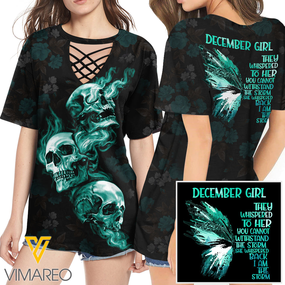 KHMD DECEMBER THE STORM 3D Printed Lace up T-Shirt 2206