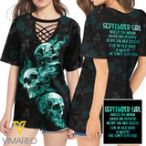KHMD SEPTEMBER GIRL HATED BY MANY 3D Printed Lace up T-Shirt 2106