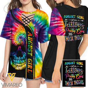 KHMD AUGUST GIRL THICK THIGHS 3D Printed Lace up T-Shirt 2106