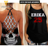 KHMD CUSTOM BASEBALL Girl Criss-Cross Tank Top 0704