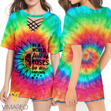 KHMD FULL OF ROSES SUNFLOWER 3D Printed Lace up T-Shirt 2206