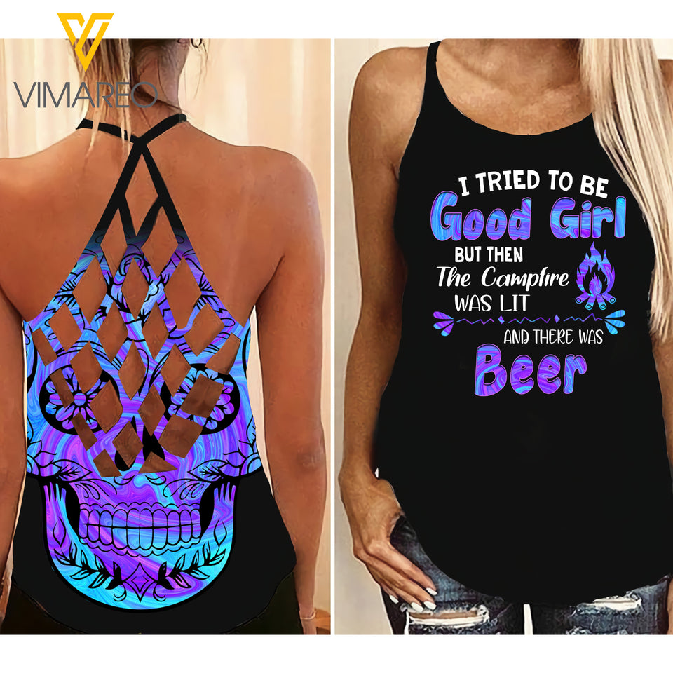 KHMD GOOD GIRL BEER Criss-Cross CHAOTIC Tank Top Legging