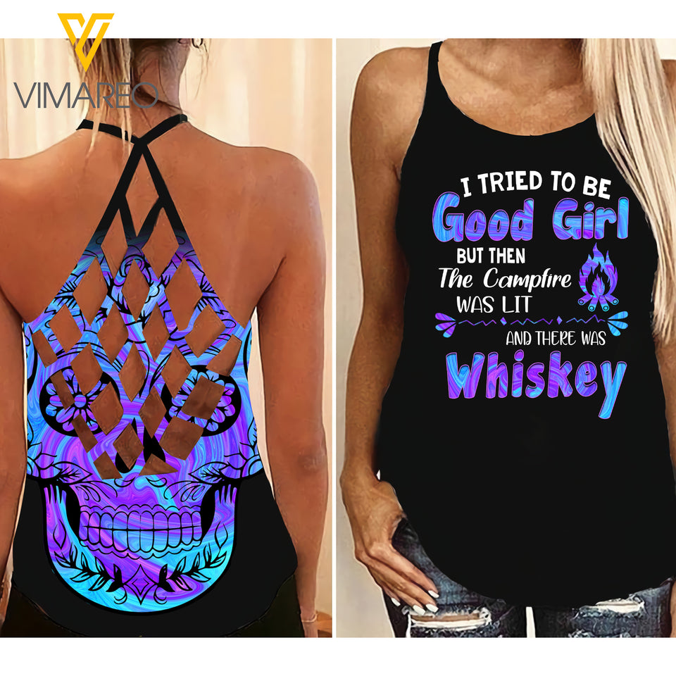 KHMD GOOD GIRL WHISKEY Criss-Cross CHAOTIC Tank Top Legging