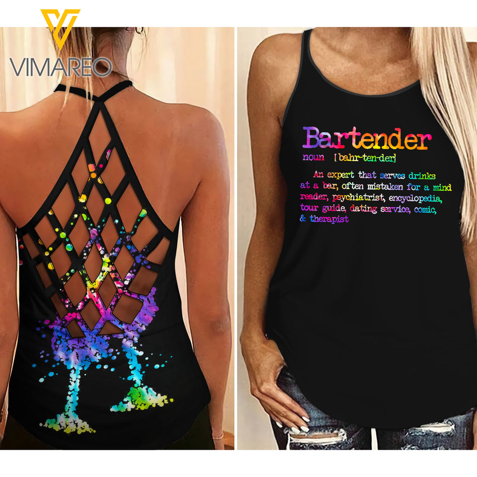 Bartender definition Criss-Cross Open Back Camisole Tank Top