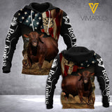 RED-ANGUS CATTLE HOODIE 3D PRINTED LC
