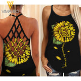 CROCHET SUNFLOWER Criss-Cross Open Back Camisole Tank Top