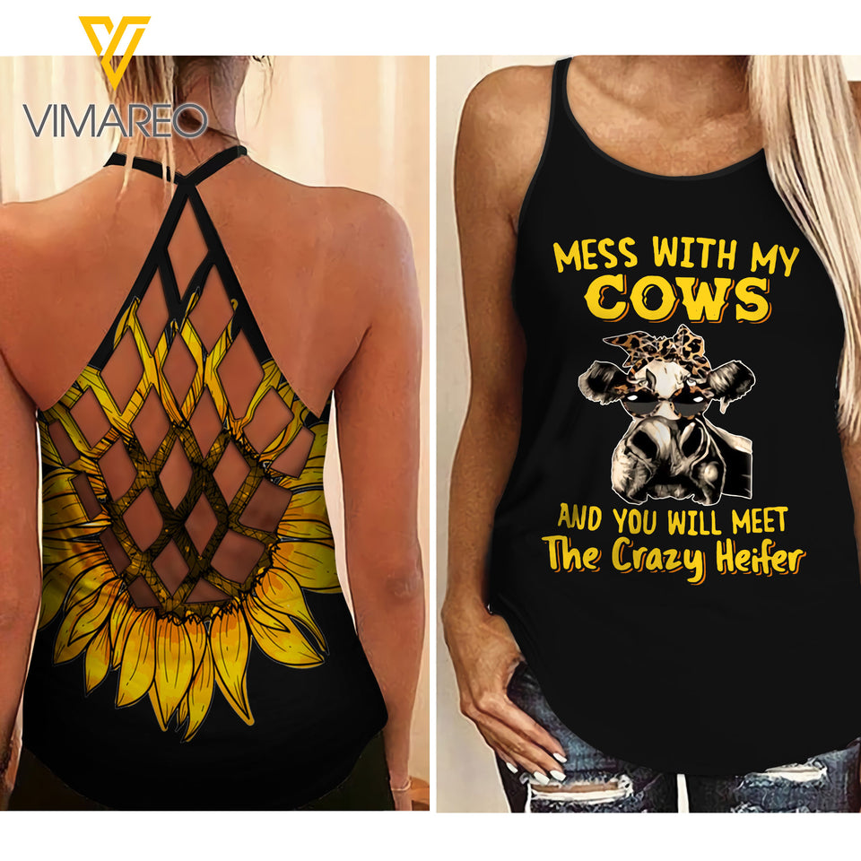 COWS GIRL CRISS-CROSS OPEN BACK CAMISOLE TANK TOP