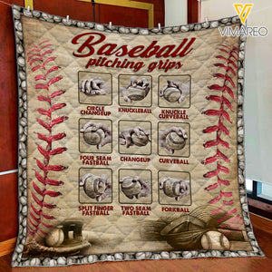 BASEBALL PITCHING GRIPS QUILT PRINTED