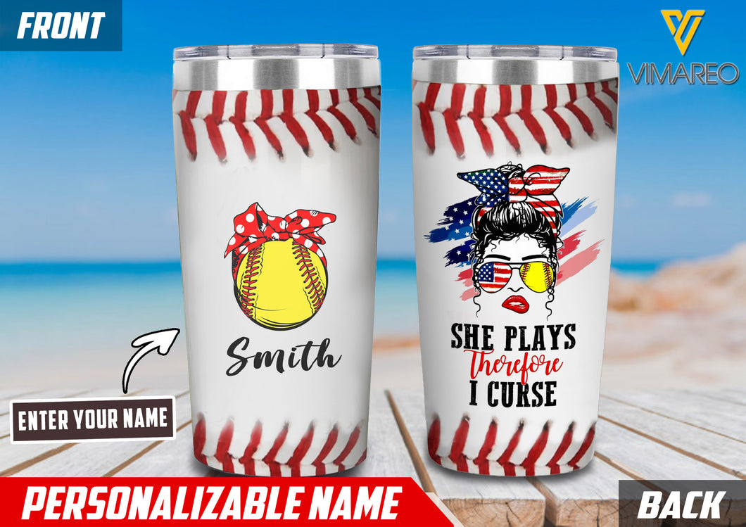 PERSONALIZED SOFTBALL GIRL TUMBLER