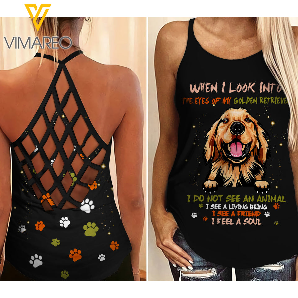 Golden Retriever CRISS-CROSS OPEN BACK CAMISOLE TANK TOP