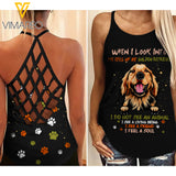 Golden Retriever CRISS-CROSS OPEN BACK CAMISOLE TANK TOP