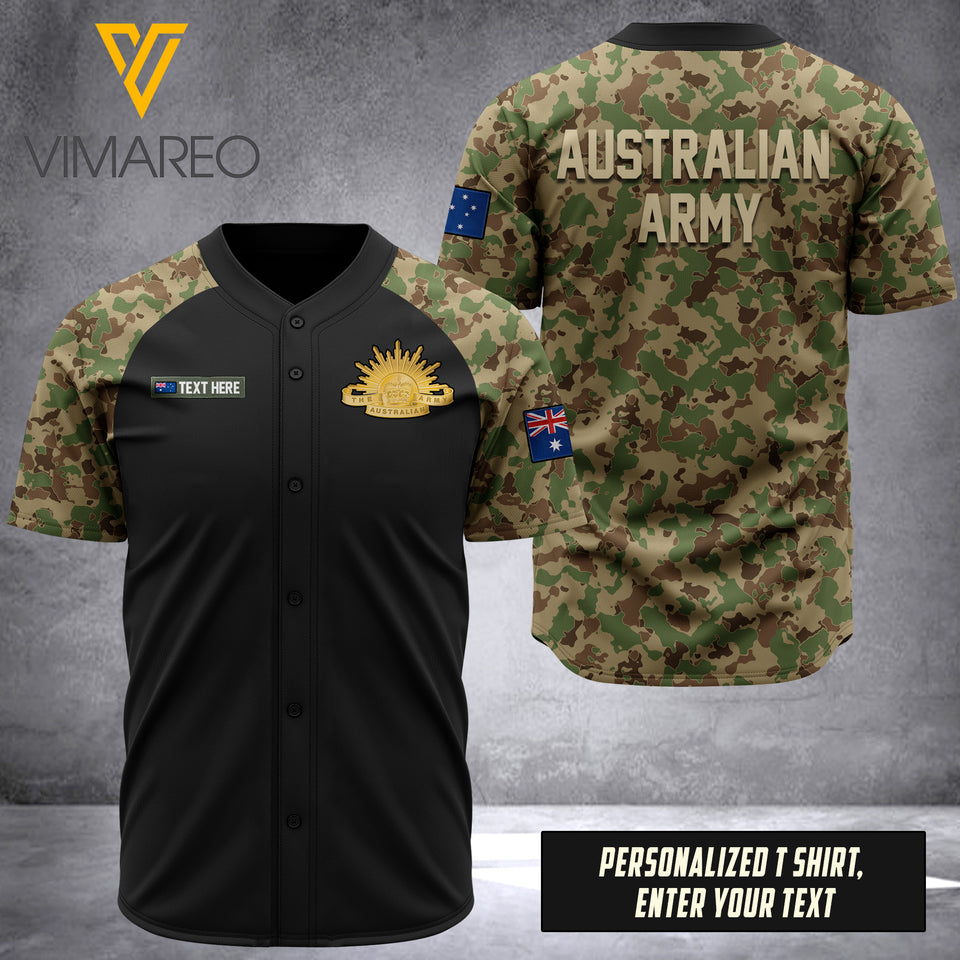 AUSTRALIAN ARMY CUSTOMIZE BASEBALL JERSEY 3D PRINTED
