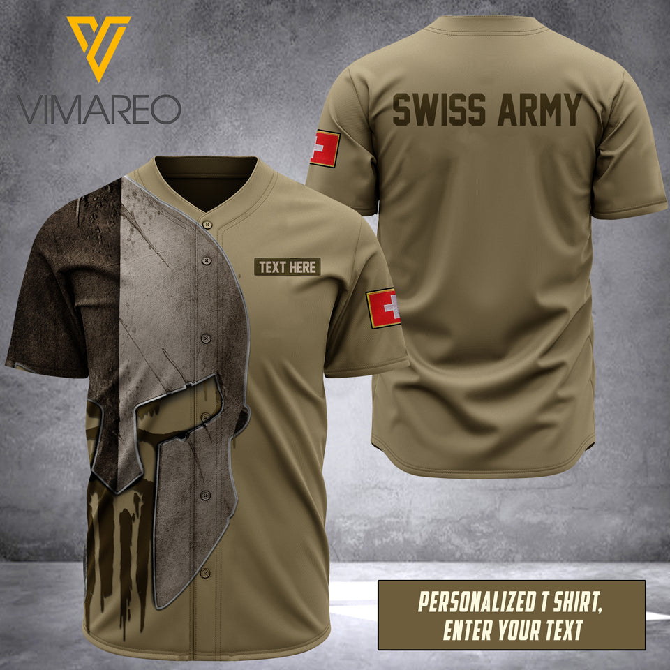 SWISS ARMY CUSTOMIZE BASEBALL JERSEY 3D PRINTED