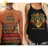 GERMAN SHEPHERD DOG CRISS-CROSS OPEN BACK CAMISOLE TANK TOP