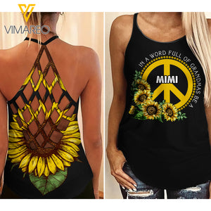 MIMI SUNFLOWER CRISS-CROSS OPEN BACK CAMISOLE TANK TOP