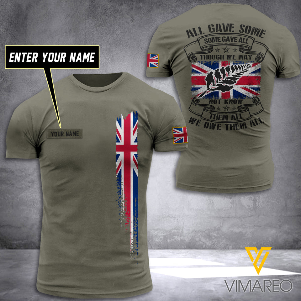 CUSTOMIZED UNITED KINGDOM ARMY 3D PRINTED TSHIRT YYTT