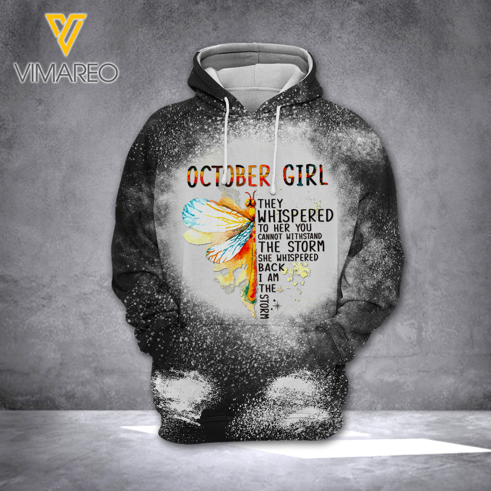 October Girl Bleached Hoodie Printed 3 Colors NEY27Q