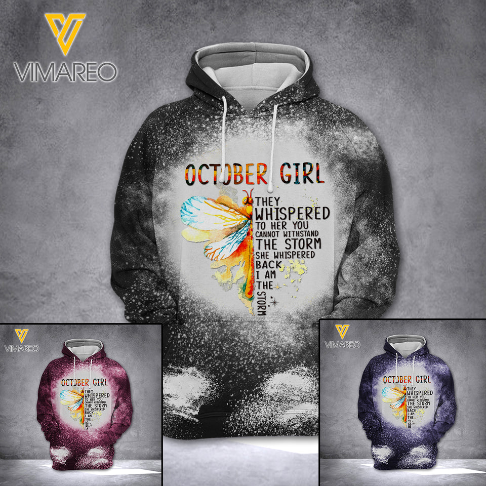 October Girl Bleached Hoodie Printed 3 Colors NEY27Q