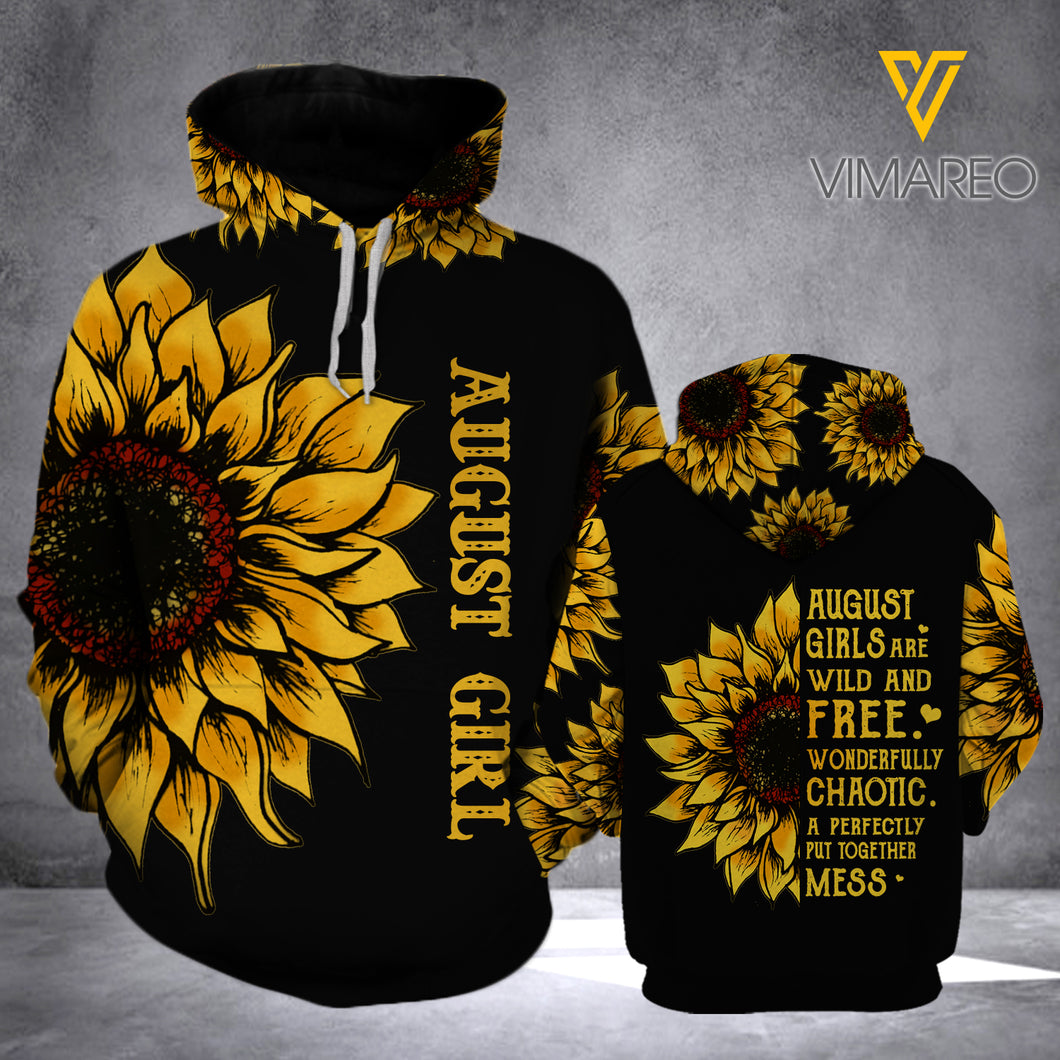 AUGUST GIRL WITH SUNFLOWER HOODIE 3D PRINTED