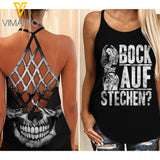 Tätowierte Frau Criss-Cross Open Back Camisole Tank Top NEYN13