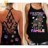 Rottweiler Criss-Cross Open Back Camisole Tank Top YYQQ09