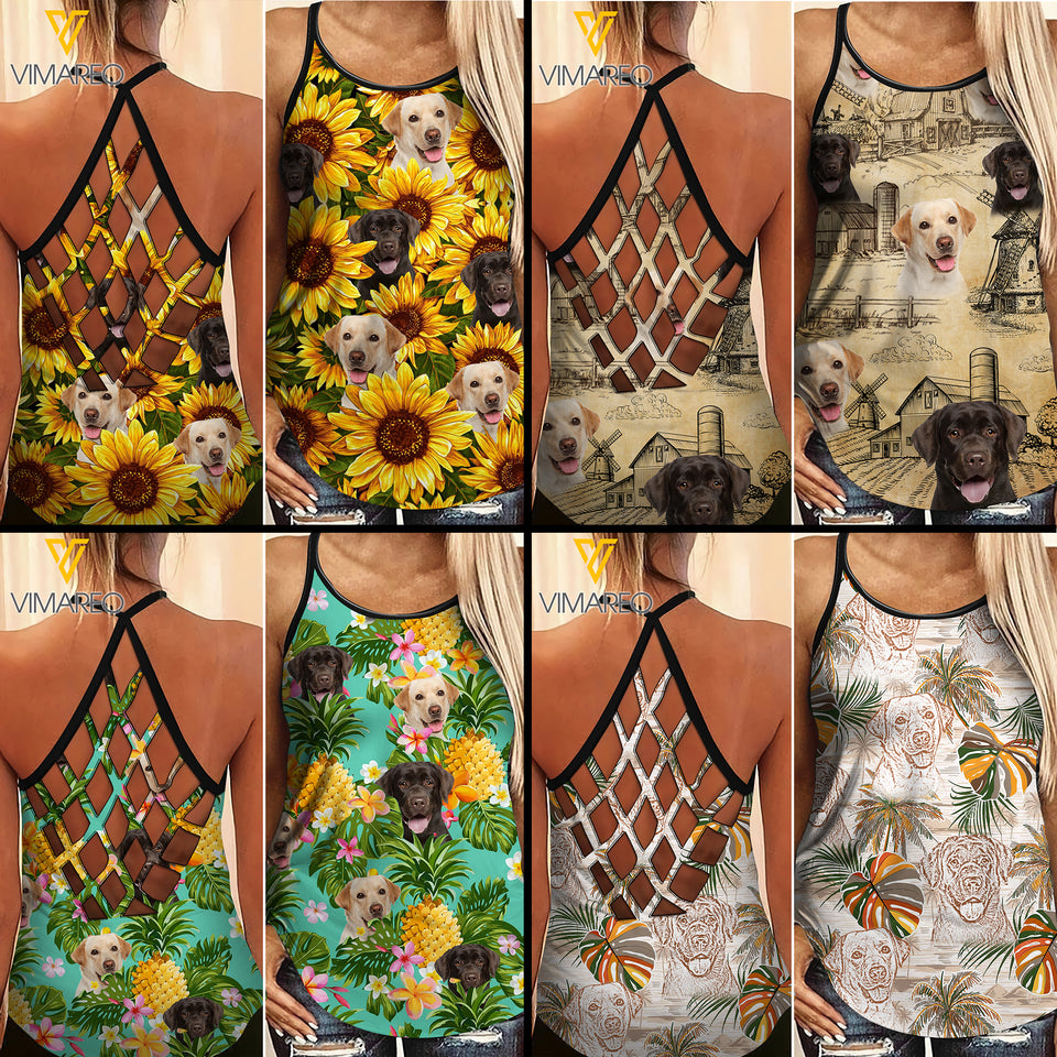 Labrador Retriever Criss-Cross Open Back Camisole Tank Top NEY30