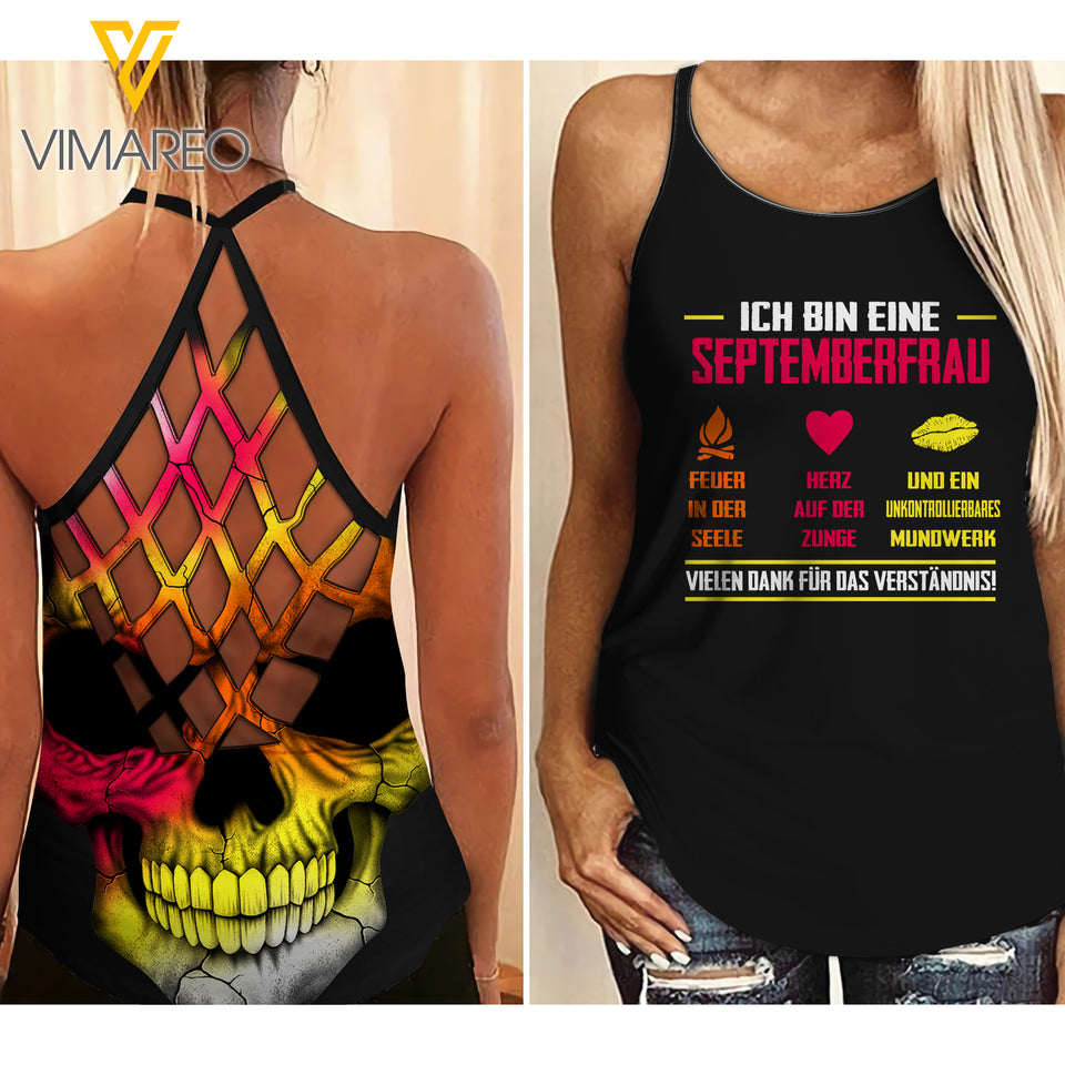 September Girl Criss-Cross Open Back Camisole Tank Top YYTT08