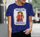 FEBRUARY GIRL ARE JUST BORN WITH THE FLOWERS IN THEIR SOUL Bleached TShirt NEY29Q
