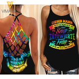 Tätowierte Frau Criss-Cross Open Back Camisole Tank Top NEYQ13