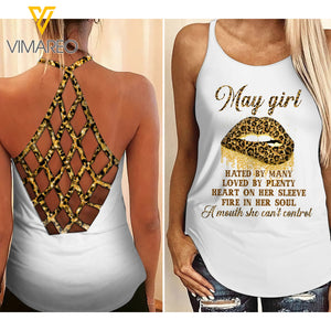 May Girl Tattoos Criss-Cross Open Back Camisole Tank Top 1503NGBQ