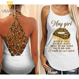 May Girl Tattoos Criss-Cross Open Back Camisole Tank Top 1503NGBQ