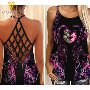 Hunting girl Criss-Cross Open Back Camisole Tank Top 0704NGBVQ