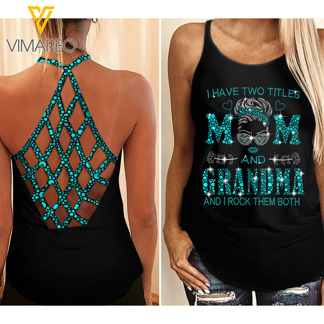 Grandma Mom Criss-Cross Open Back Camisole Tank Top 2203NGBQ