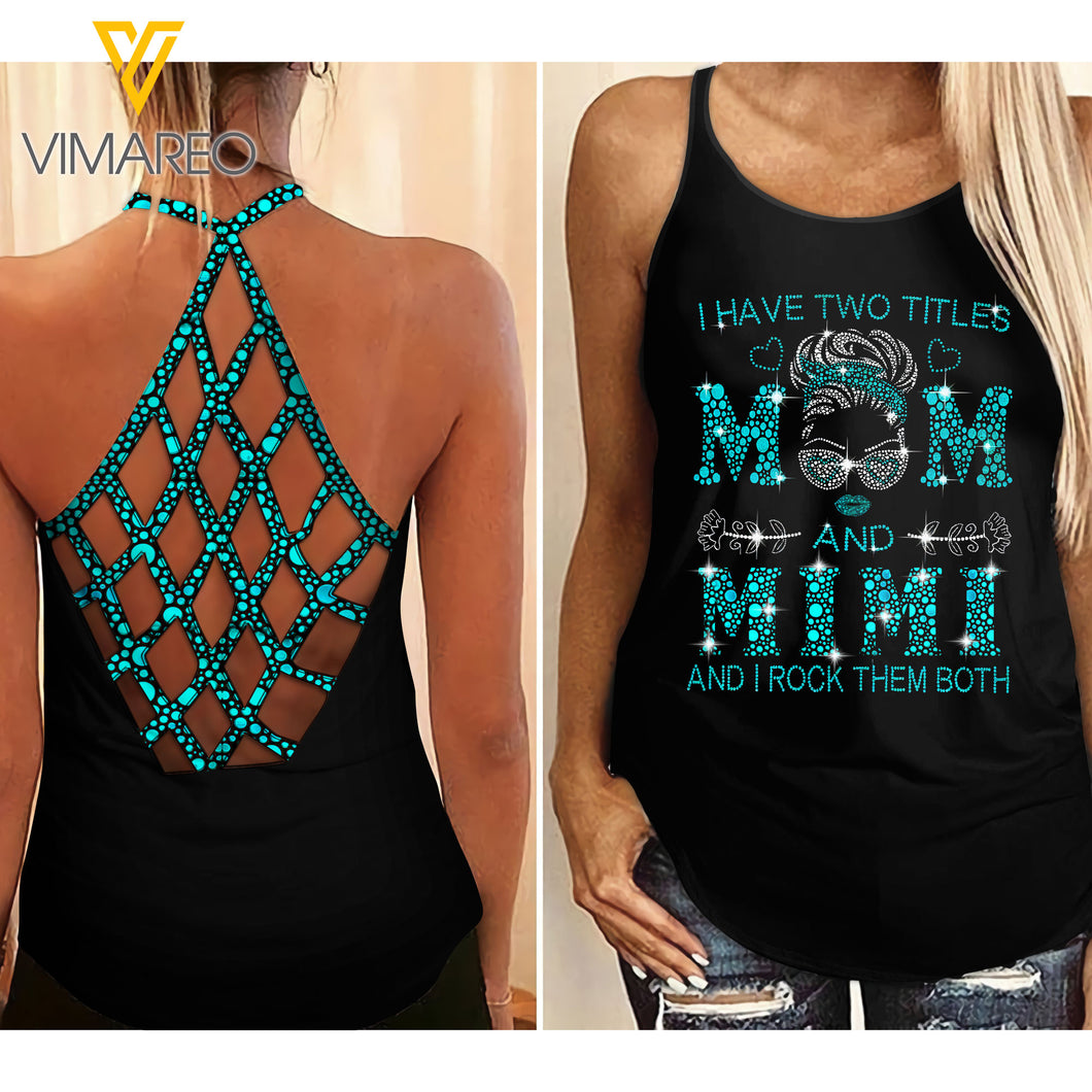 Mimi Mom Criss-Cross Open Back Camisole Tank Top 2203NGBQ