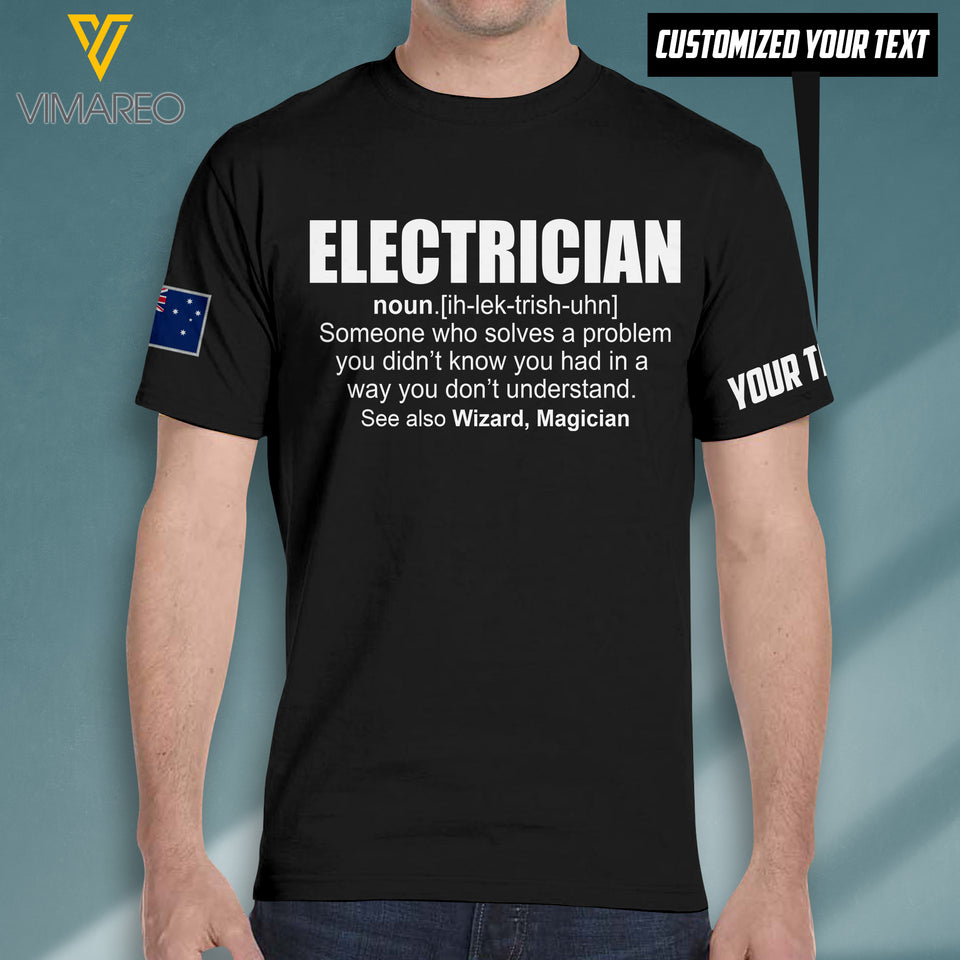 Electrician  Australia Customized 3D PRINTED TSHIRT 0109T
