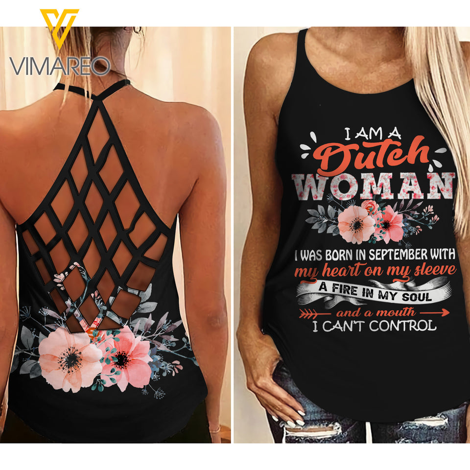 September girl Criss-Cross Open Back Camisole Tank Top 1307N