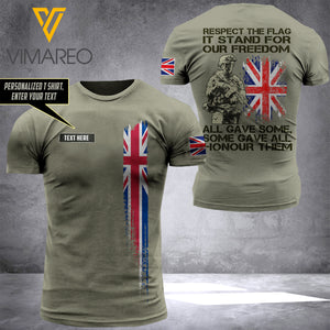 Customized UK UNITED KINGDOM Army 3D Printed TShirt 0904NGBTQ