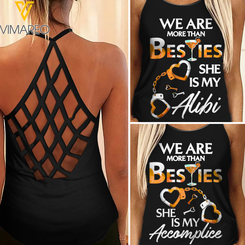 Couple girl Criss-Cross Open Back Camisole Tank Top 2506N