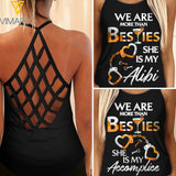 Couple girl Criss-Cross Open Back Camisole Tank Top 2506N