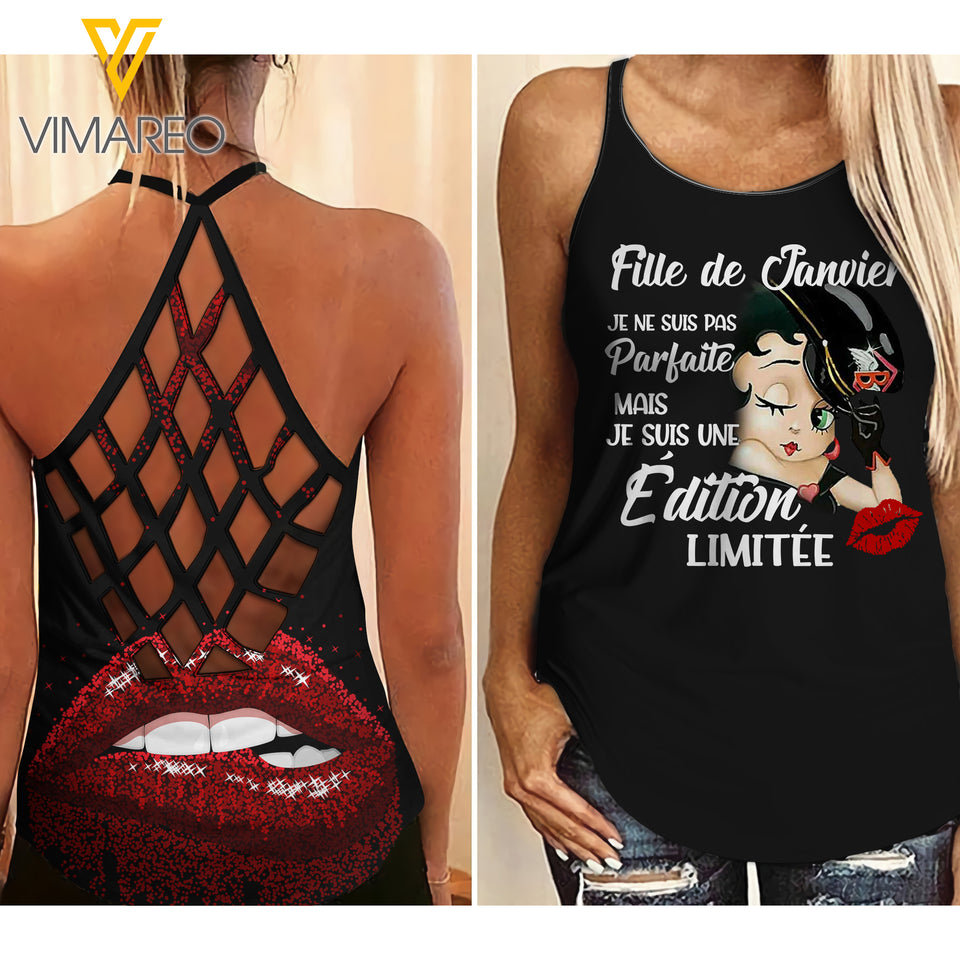 Janvier fille girl Criss-Cross Open Back Camisole Tank Top 1307TH