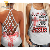 July girl Jesus Criss-Cross Open Back Camisole Tank Top 0807TQ