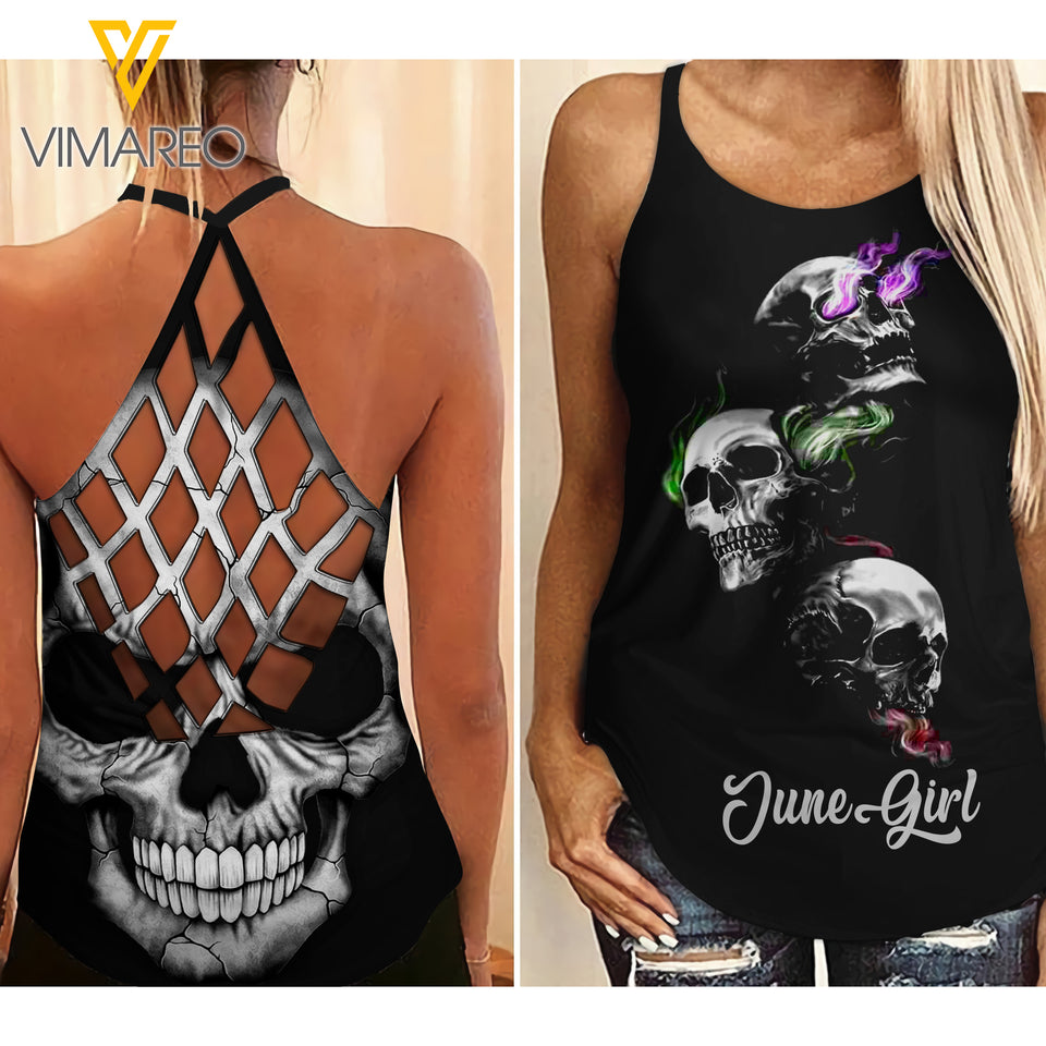 June girl Criss-Cross Open Back Camisole Tank Top 1407TQ