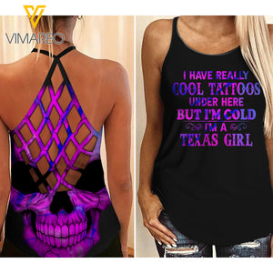 Texas Girl Criss-Cross Open Back Camisole Tank Top 2303NGBT