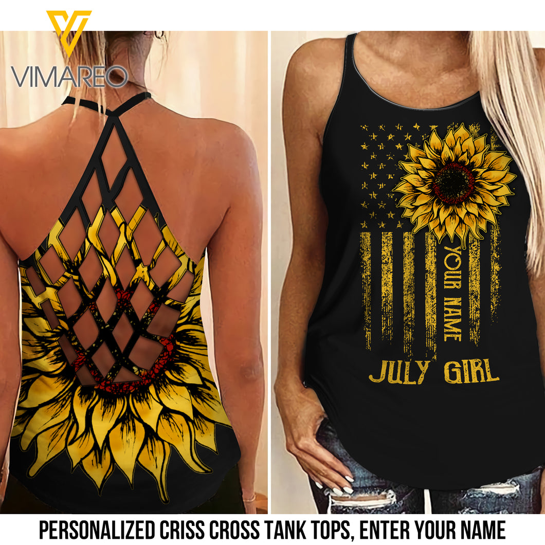 Customize JULY Girl Criss-Cross Open Back Camisole Tank Top 1803NGBTH