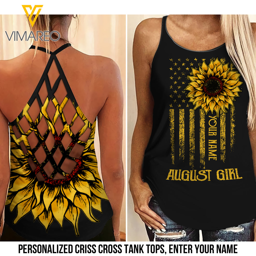 Customize AUGUST Girl Criss-Cross Open Back Camisole Tank Top 1803NGBTH
