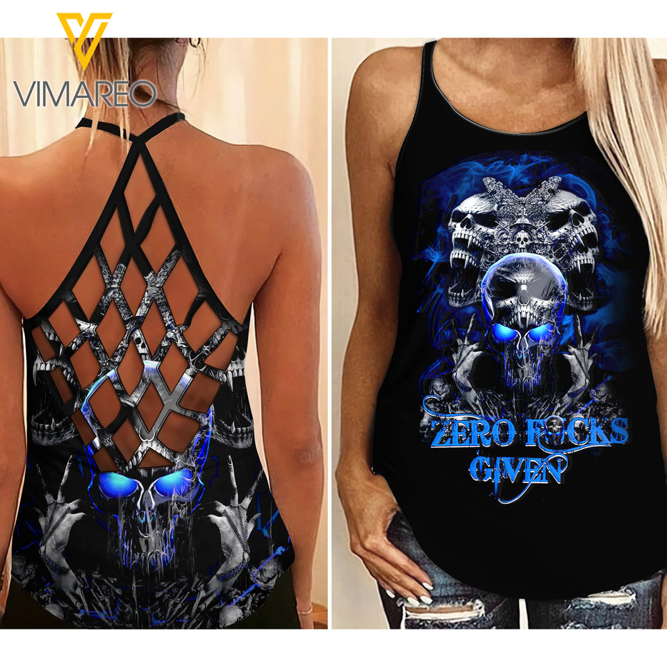 Skull tattoos girl Criss-Cross Open Back Camisole Tank Top 1207TQ