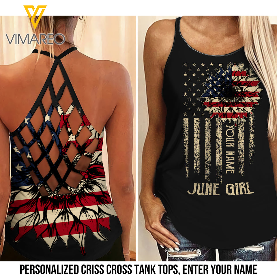 Customize June Girl Criss-Cross Open Back Camisole Tank Top 1703NGBTH